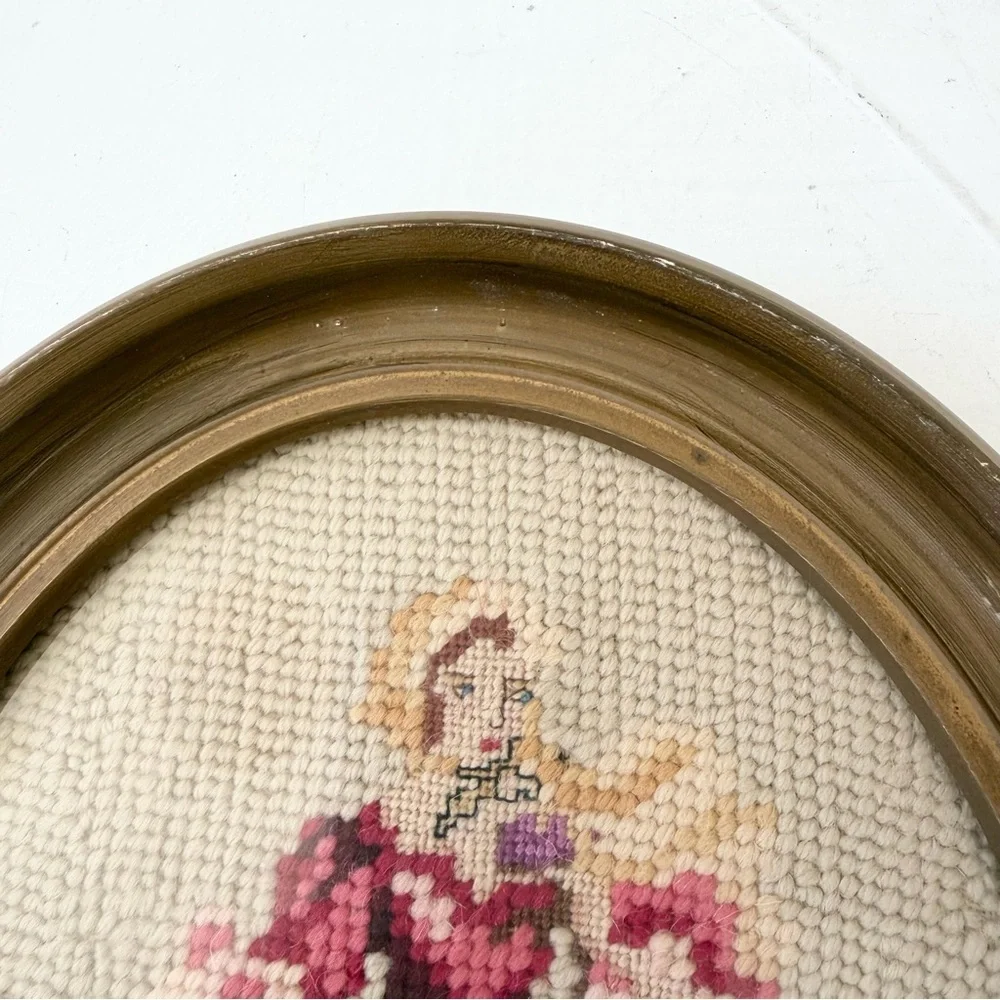 Vintage Victorian Needleworks Wall Decor Cross Stitch Embroidery Set of 2